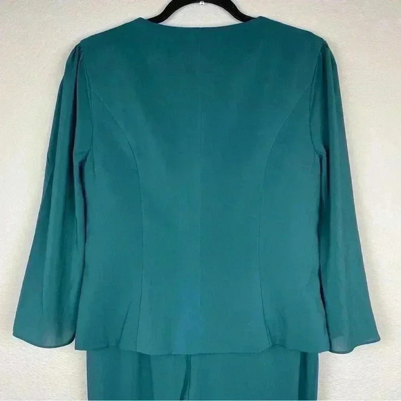 LAN TING Bride Women's 6 Emerald Mother of the Bride Jumpsuit Jacket Set Wedding - Picture 6 of 15